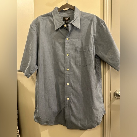 Ralph Lauren Jeans Co Button Down Shirt Short Sleeve Mens Medium Blue Cotton - Picture 1 of 6